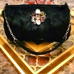 Swarovski suede, crystals, and fur Isabella